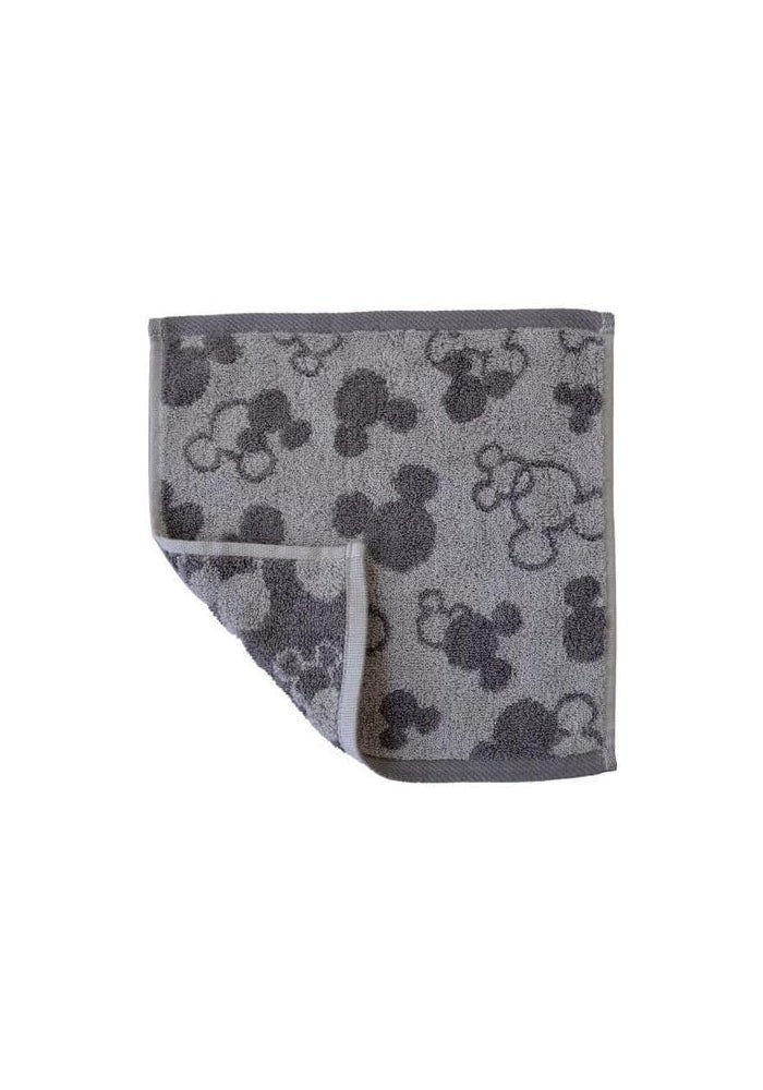 DAISO Mickey Icon Washcloth – Soft Cotton Towel, Gray